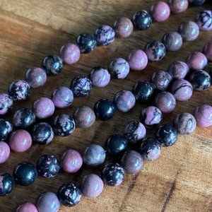 8mm Natural Pink Rhodonite Bead Strands